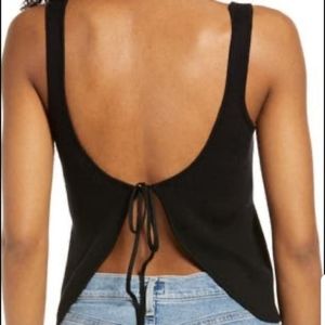 Lulu's Black You & Tie Back Ribbed Tank Top Large